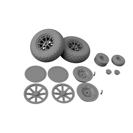Zestaw kół do Curtiss P-40 Tomahawk / Warhawk / Kittyhawk – opona Diamond Tread – skala 1:32